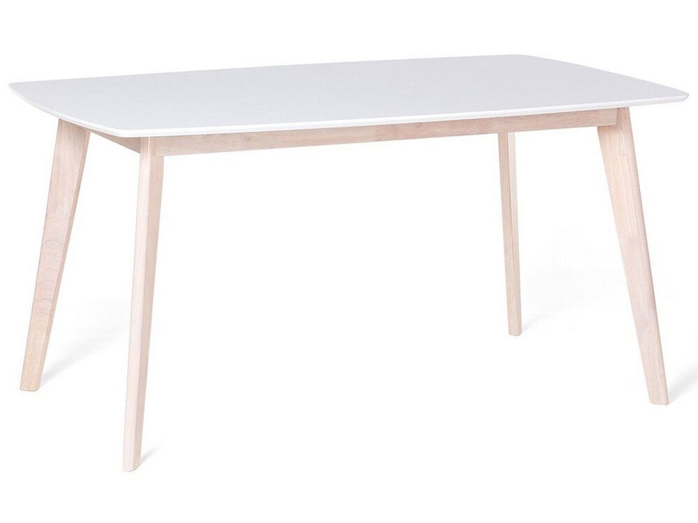Beliani Jedálenský stôl 150 x 90 cm biela/svetlé drevo SANTOS